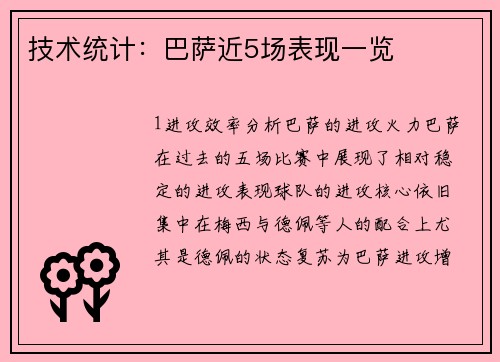技术统计：巴萨近5场表现一览